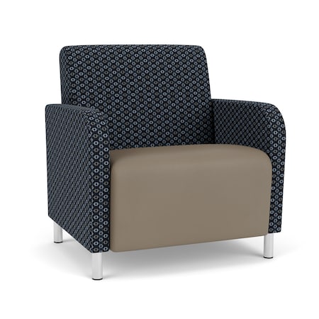 Siena Wide Guest Chair, Brushed Steel,RS NightSky Back,MD Farro Seat,RS NightSky Panels